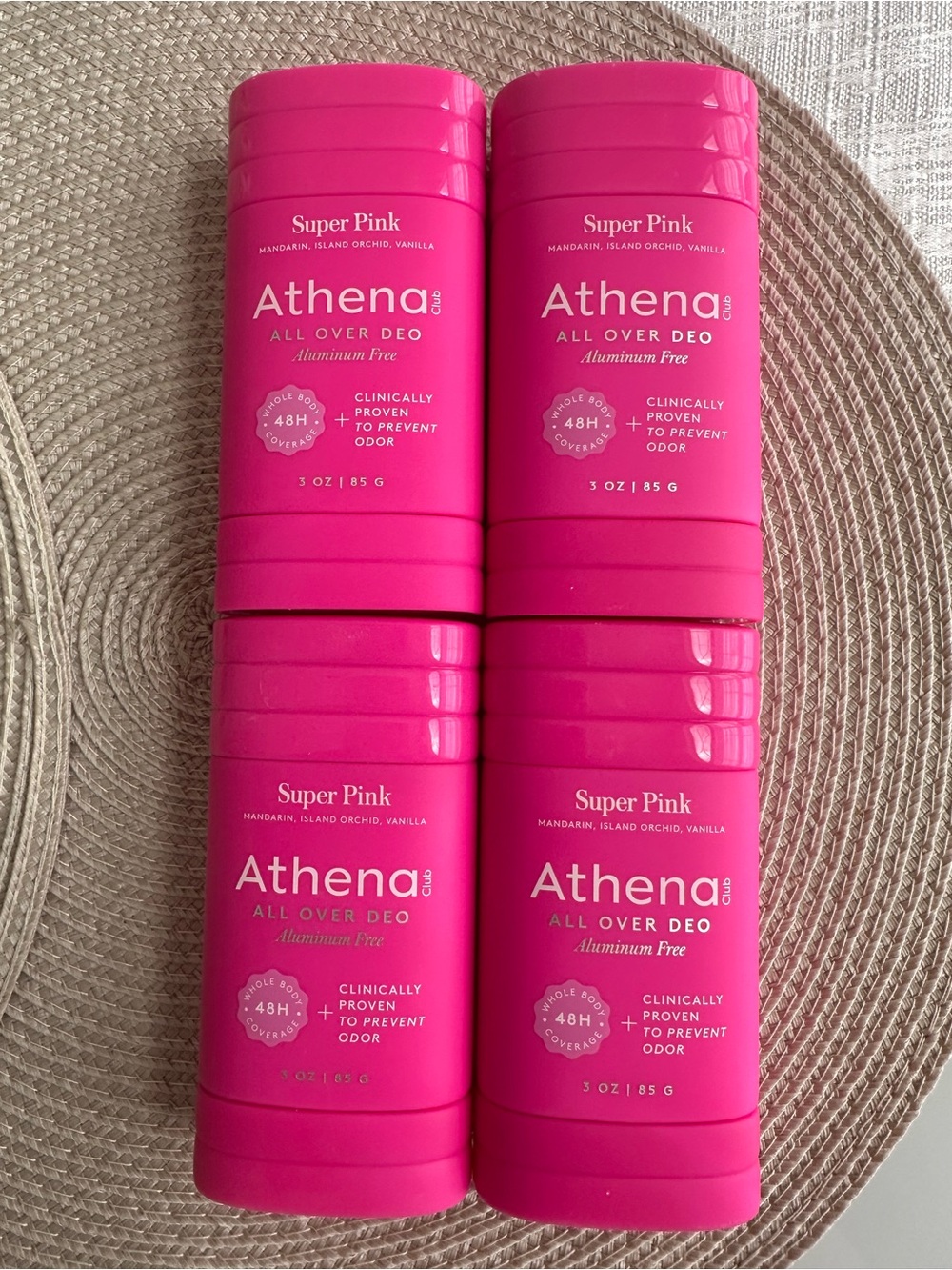 Athena All Over Deo - Bright Pink Stick - 4 pack NEW SEALED